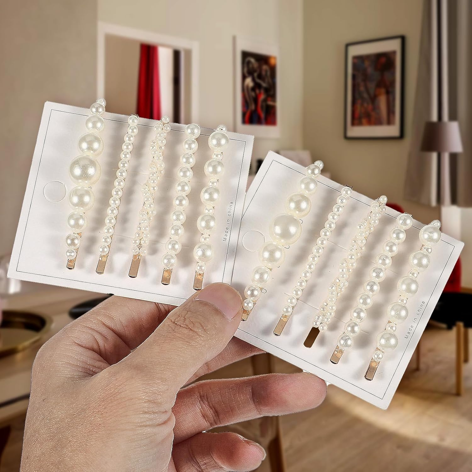 COMNICO Pearl Hair Clips, 10Pcs Elegant Pearl Bobby Pins French Pearl Hair Barrettes Bride Sweet Headwear Decorative Wedding Hair Accessories for Women and Girls image number 5