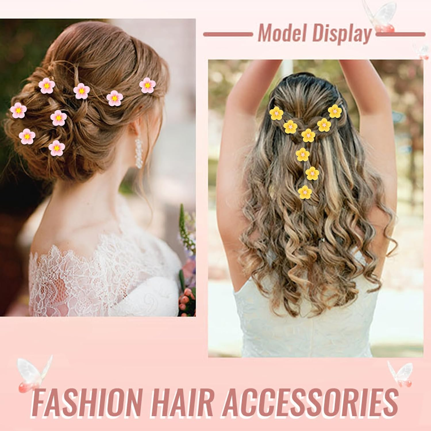 Ruzister 20 Pieces Colorful Mini Flower Hair Clips Cute Flower Hair Clips Decorative Hair Clips Bridal Wedding Hair Accessories for Girls and Women image number 3