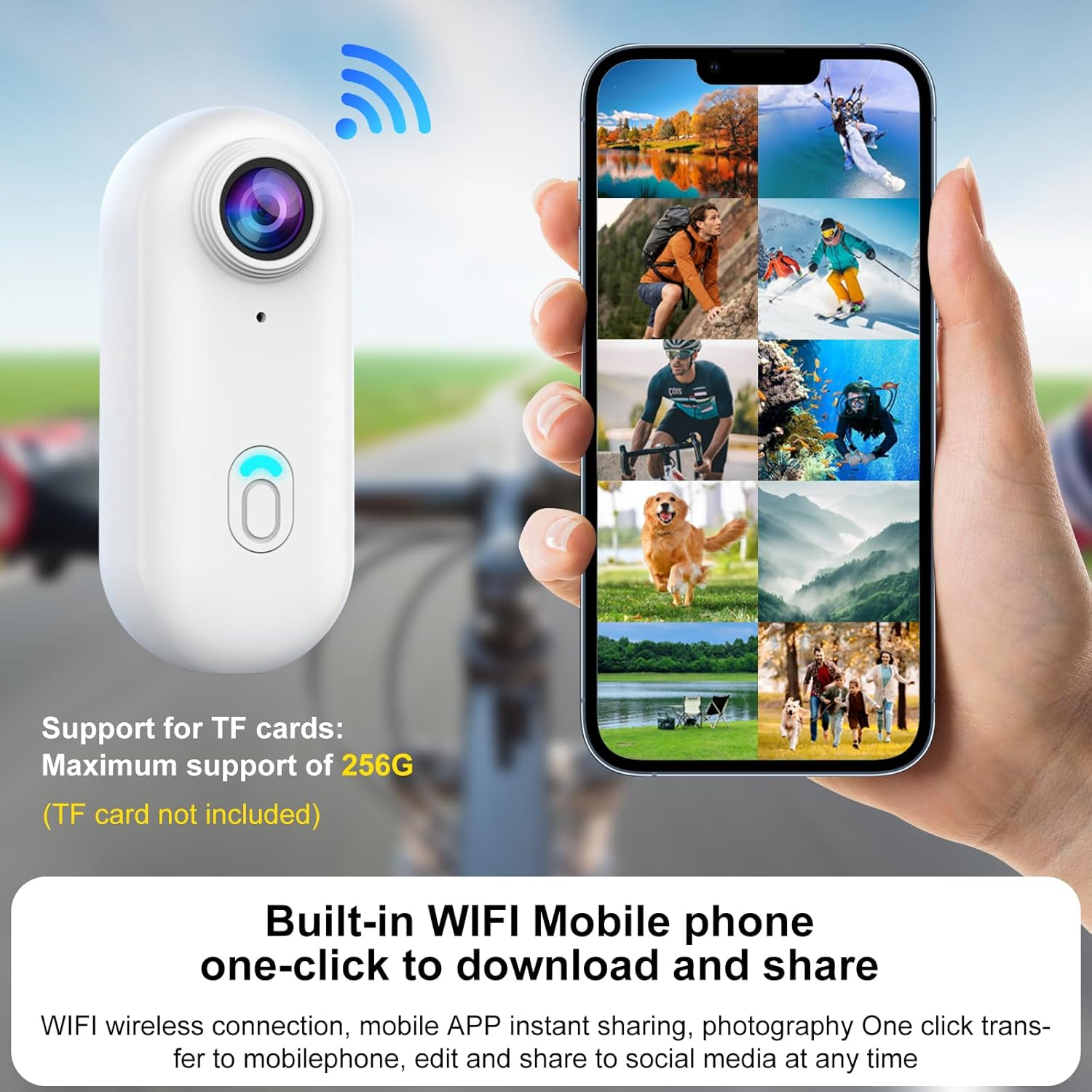 B-Qtech 1080P Body Camera, 360&deg; Action Camera Magnetic Pocket Thumb Cam, IP68 Waterproof, Mini Action Cam for Recording,Outdoors Activities,Walking image number 2