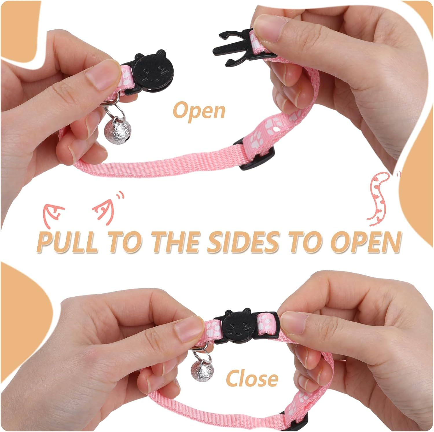 Bigqin 6 Pack Cat Collars with Bells, Adjustable Breakaway Cat Collars, Reflective Cat Collars for Girl Cats Male Cats Pet Supplies, 6 Colors