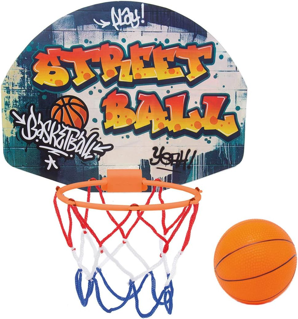 Simba 107406024 Halterung F&uuml;r Die T&uuml;r/Brett: 27,5X21Cm / Korb Mit Netz 15Cm D:8,6Cm Basketball Set/With Holder for the Door/Board: 27.5 X 21 Cm/Basket with Net 15 Cm/Ball Diameter: 8.6 Cm image number 1