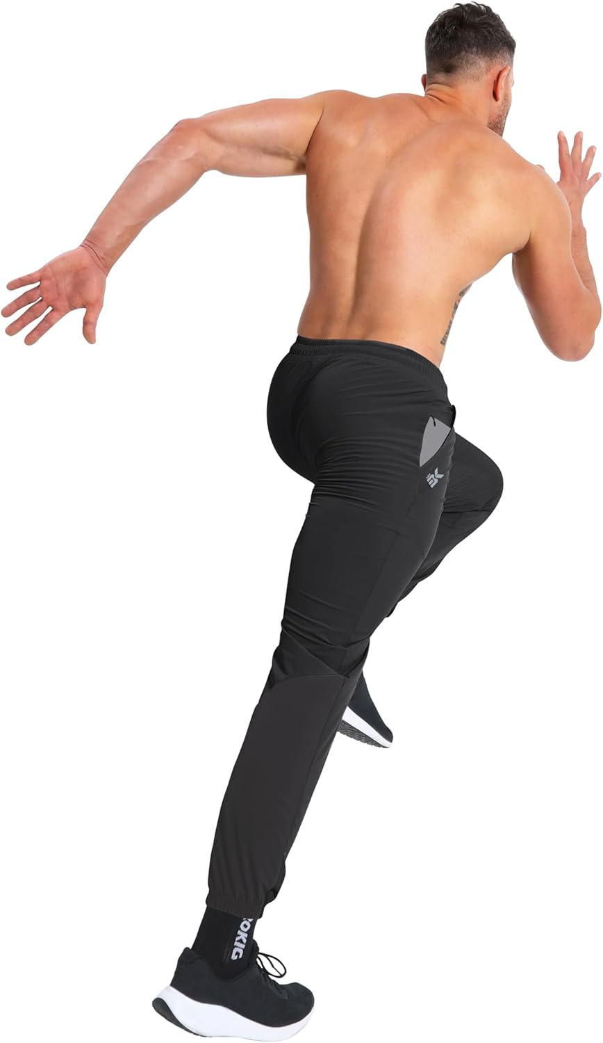 BROKIG Men'S Clashing Joggers Pants,Lightweight Workout Gym Track Pants Mesh Leg Casual Sports Running Sweatpants with Zip Pocket image number 6