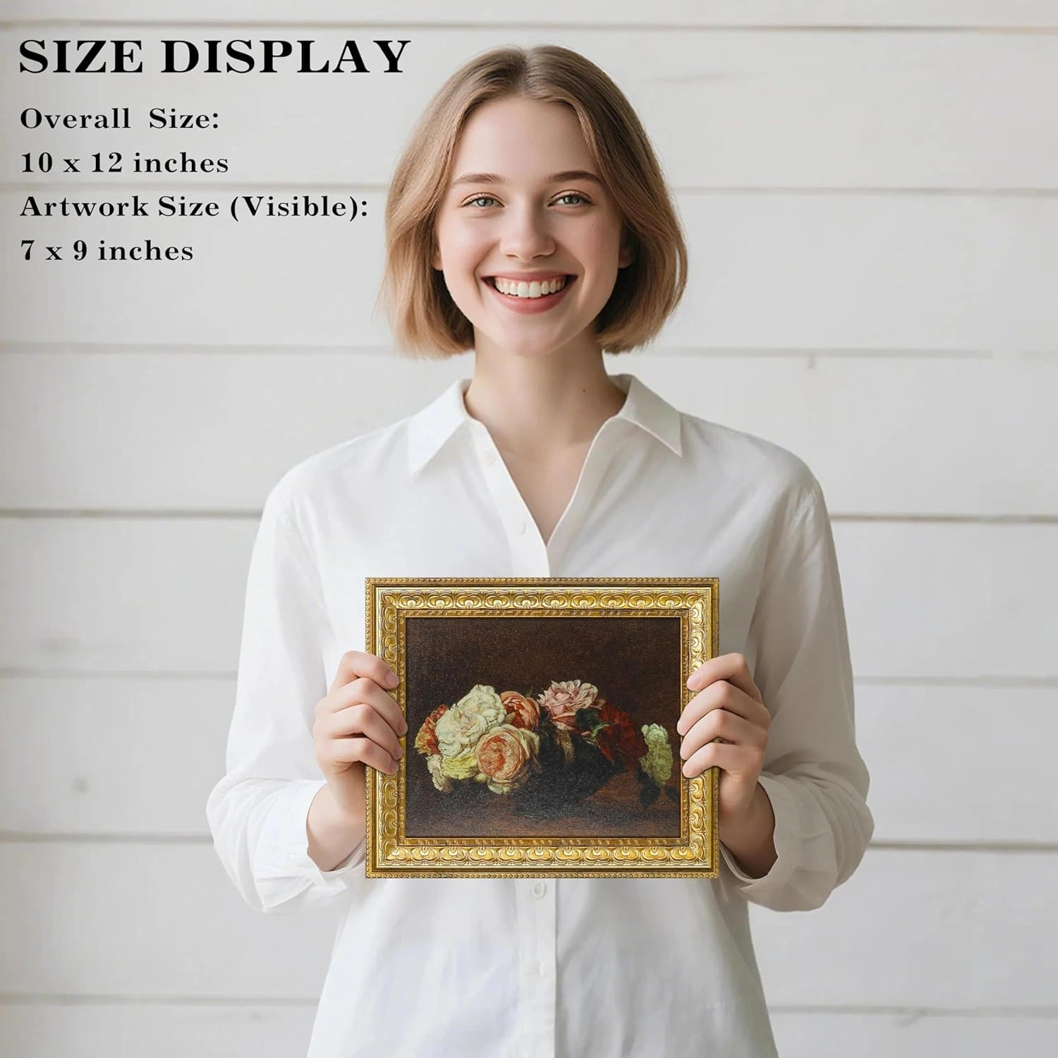 VIOLABBEY Wall Art Framed Gold, Moody Floral Dark Academia Decor, Pink Vintage Oil Painting Flowers Print Botancical Canvas, Retro Aesthetic Artwork for Living Room Bedroom Office Hallway, 8X10 Inch image number 4