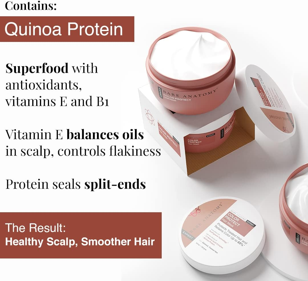 Bare Anatomy Colour Protect Hair Mask | Retains Colour Upto 8 Weeks | with Amino Acid Complex & Quinoa Protein for Coloured & Damaged Hair | for Dry & Frizzy Coloured Hair | for Women & Men | 250Gm image number 5
