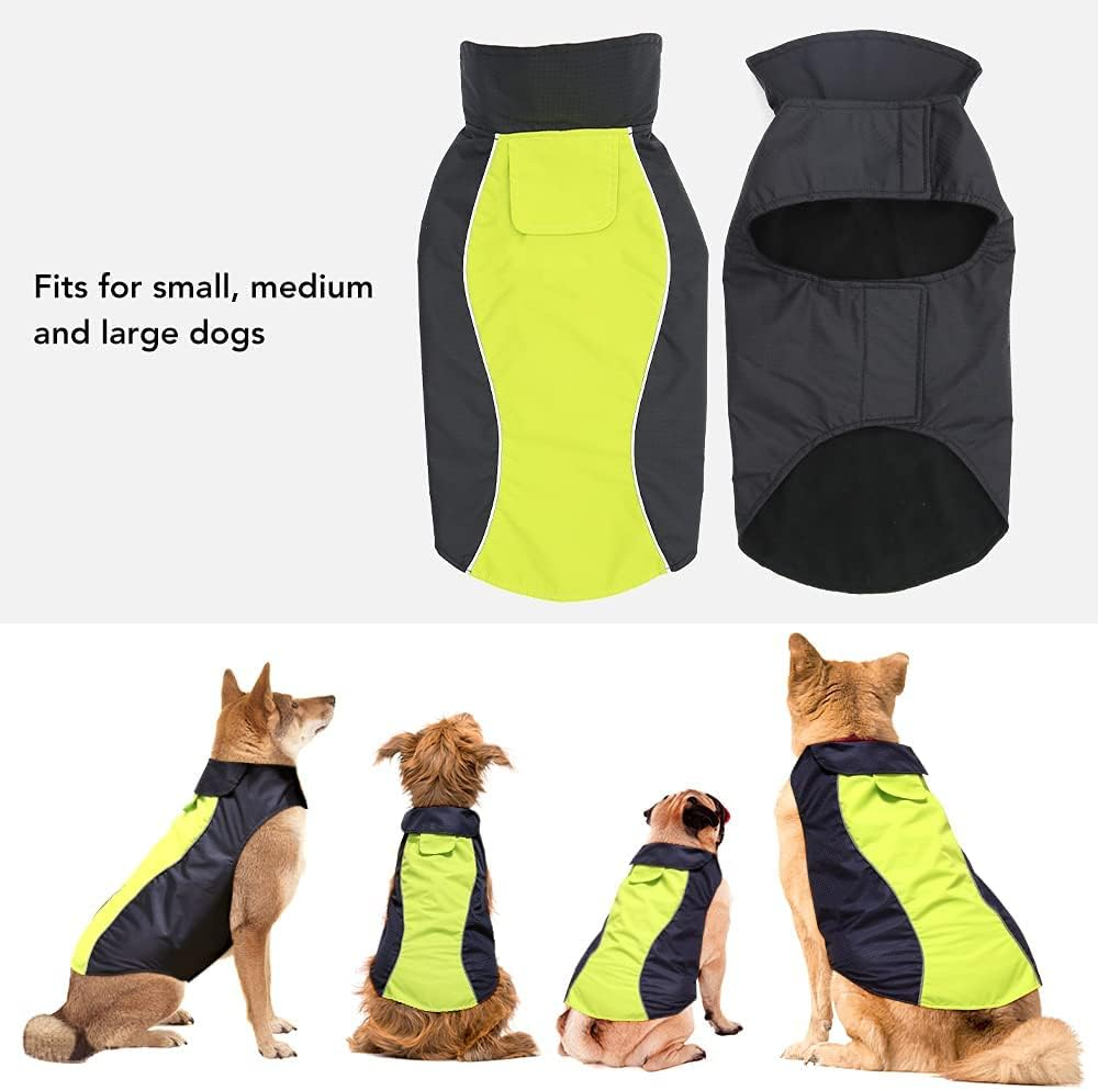 Dog Coats Waterproof-Lightweight Dogs Raincoat Adjustable Vest Reflective Pet Jacket Warm Dog Cloth (Green, X-Large) image number 2