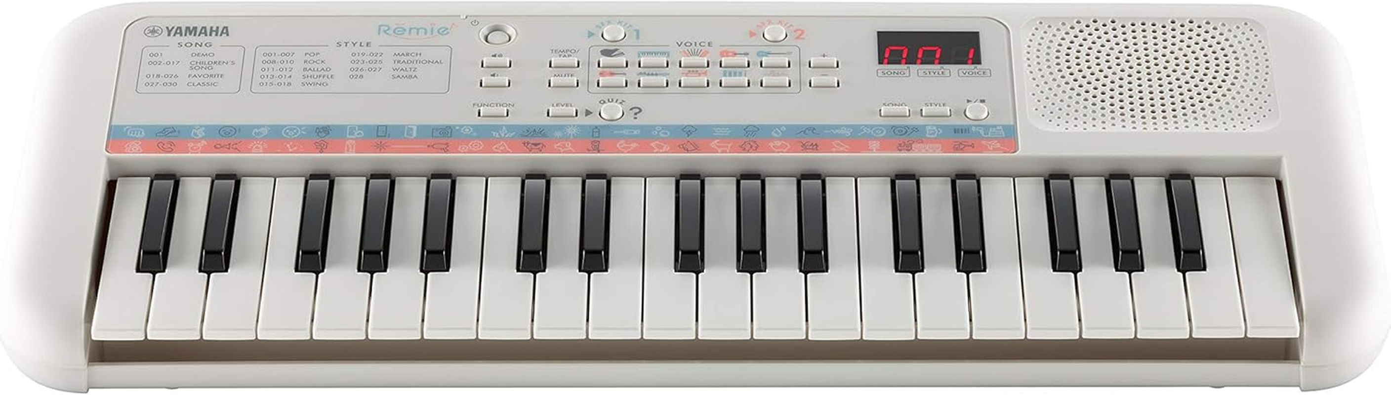 Yamaha Remie PSS-E30 - Portable and Lightweight Keyboard for Young Children, 47 Built-In Voices, 74 Sound Effects and a Quiz Mode, Fun Learning Instrument, in White - Black image number 4