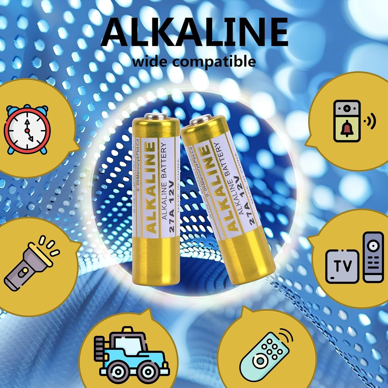 A27 27A 12V Alkaline Battery Pack of 5 - Long Lasting 12 Volt A27 Battery for Remote and Doorbells 12 Volt Alkaline 27A image number 3