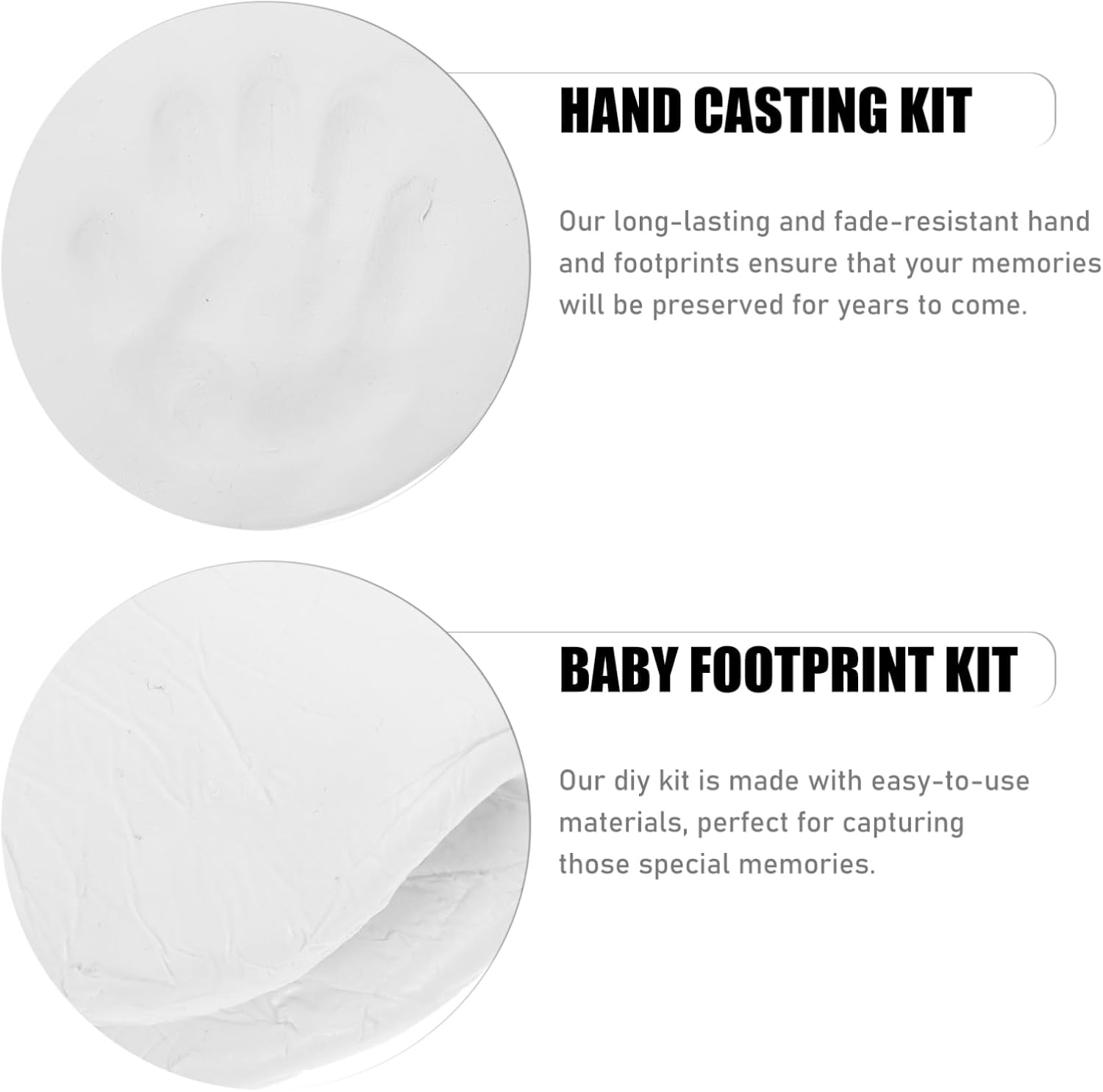 GARVALON Newborn Handprint and Footprint Kit DIY Handprint Ornament Kit Hand and Footprint Casting image number 3