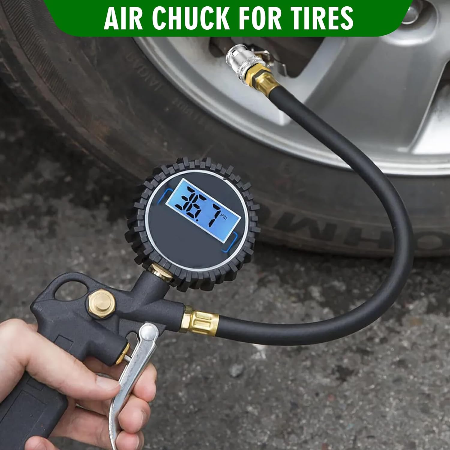 4 Pcs Air Chuck for Tires, anti Leakage Lock on Air Chuck 1/4'' FNPT Locking Tire Inflator Chuck Quick Connector Lock Air Chuck Heavy Duty Brass Tire Chuck Closed Flow for Air Compressor image number 5