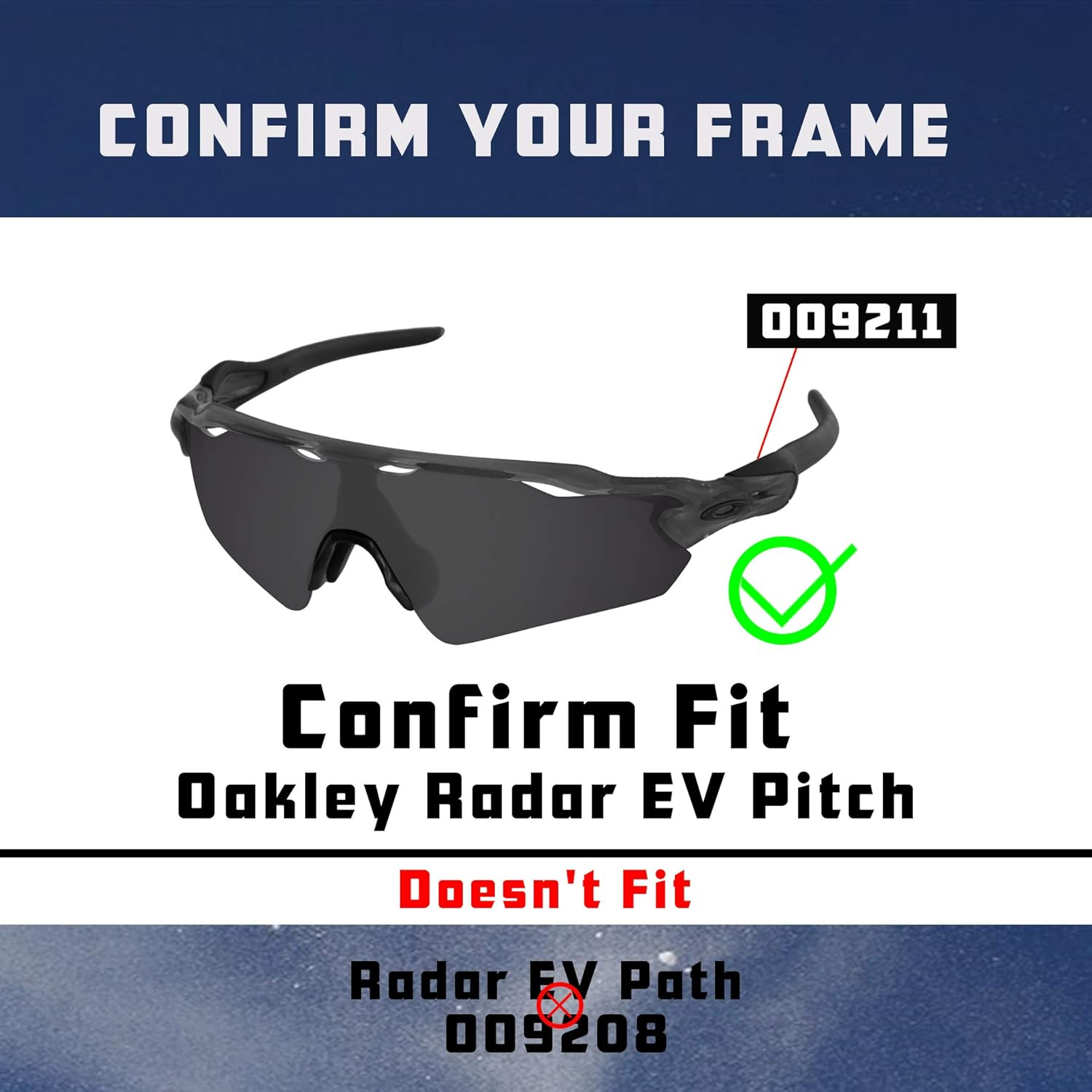Predrox Radar EV Pitch Lenses & Rubber Kits Replacement for Oakley Sunglass OO9211 Polarized image number 3