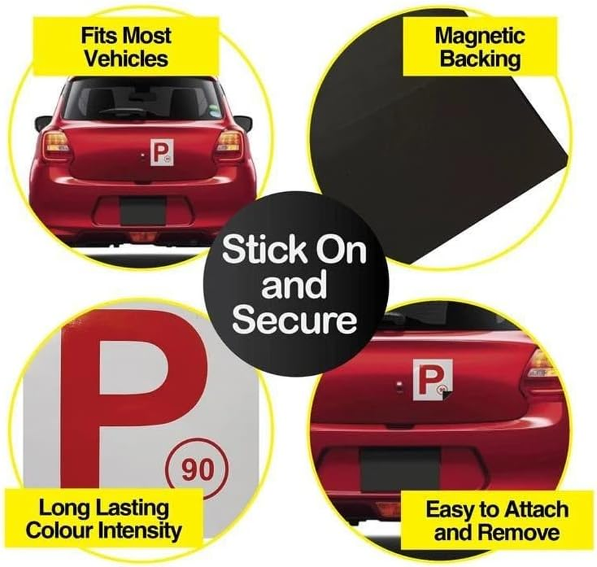 LEDON Magnetic P Plate Set 2/4Pk - NSW Approved Red Probationary License Plates with Strong Magnets for Easy Installation & Removal, Laminated Plastic Car Plates (2) image number 1