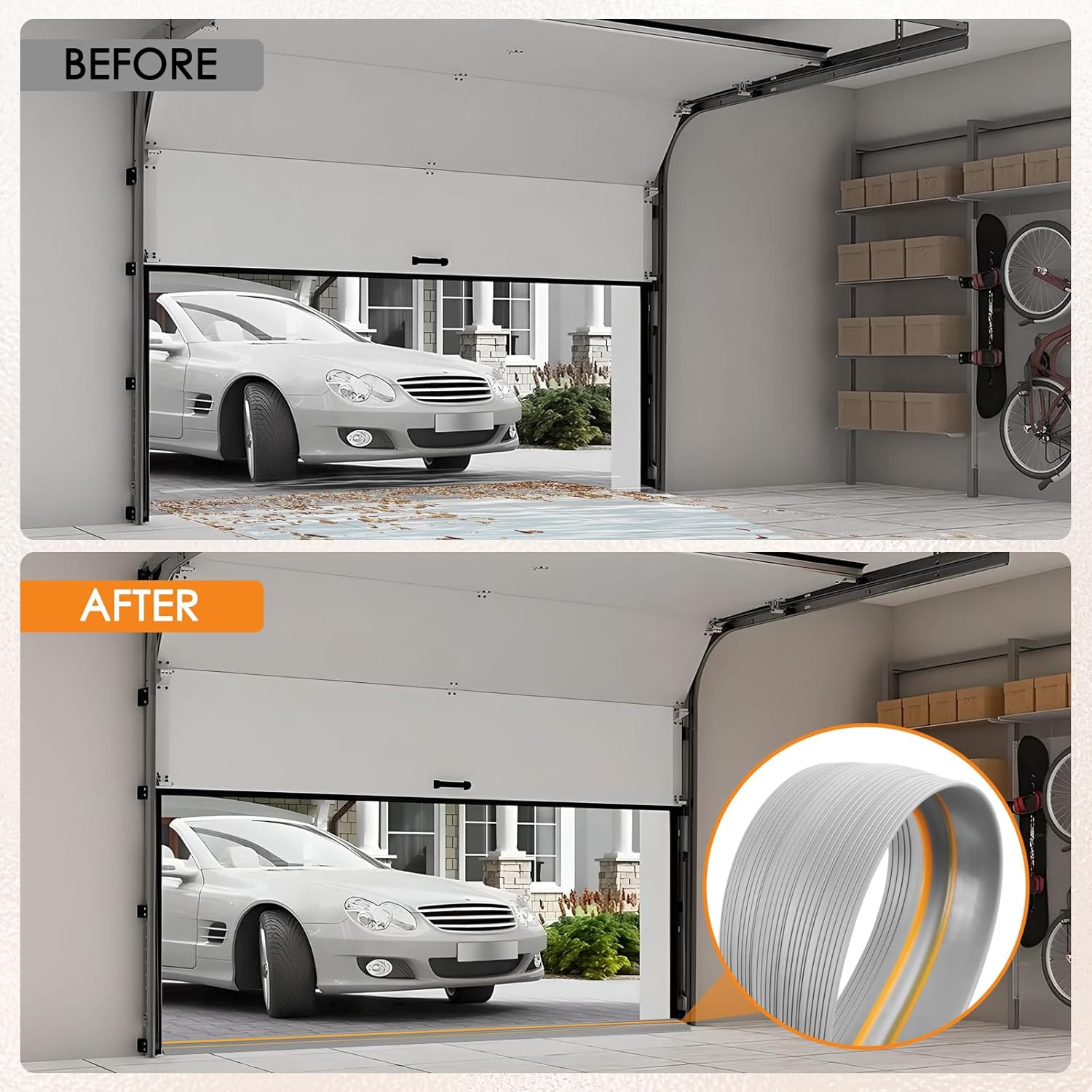 Garage Door Seal Bottom Door Seal Rubber Garage Door Threshold Seal Universal Sealing Threshold Garage Door Threshold (Grey, 3 M X 100 Mm X 25 Mm) image number 3