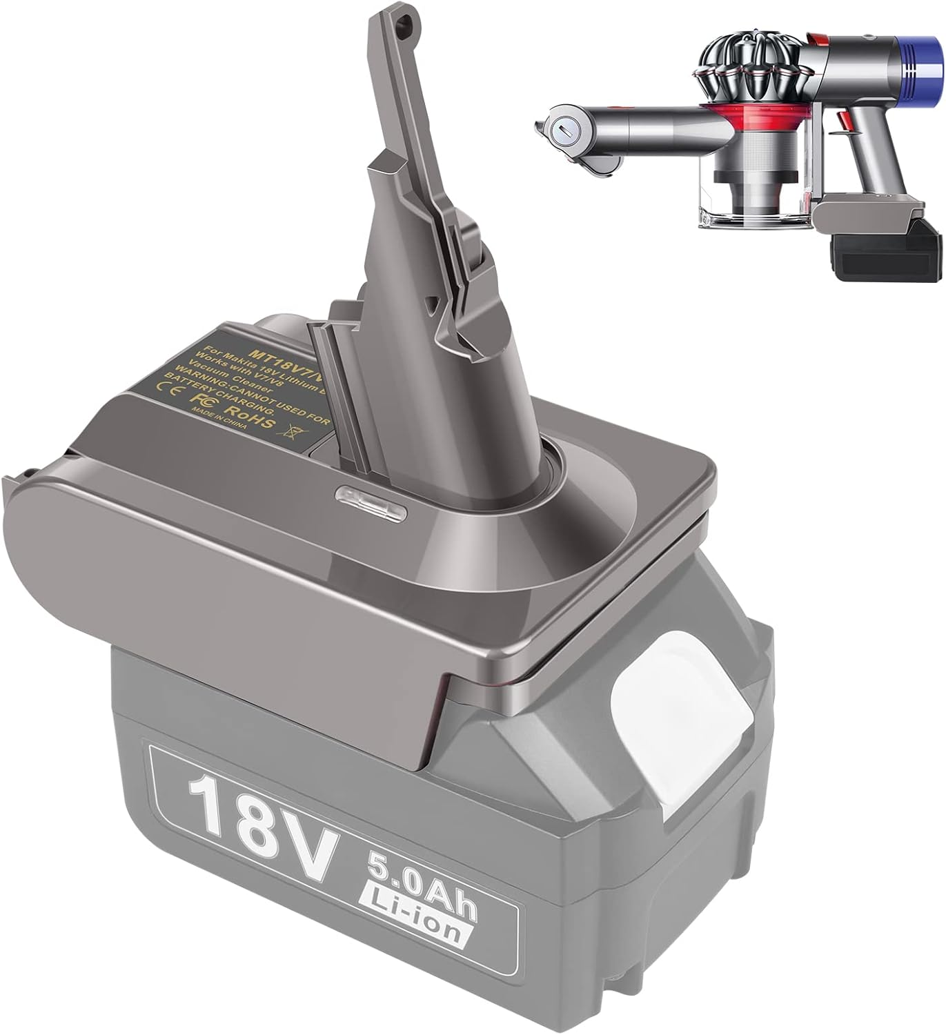 Battery Adapter for Makita for Dyson V7 V8 SV10 Series Vacuum Convert for Makita 18V Battery BL1830, BL1830B, BL1840, BL1840B, BL1850, BL1860B (Adapter Only)