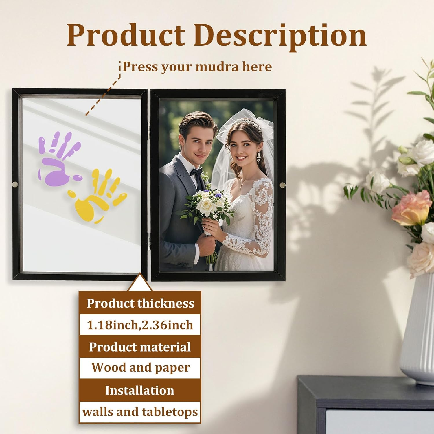 Family Handprint Kit, DIY Craft Keepsake Wooden Frame, Significative Family Print Set for Craft Memorable Hand Print Photo Frame for Parent Kid Home image number 4