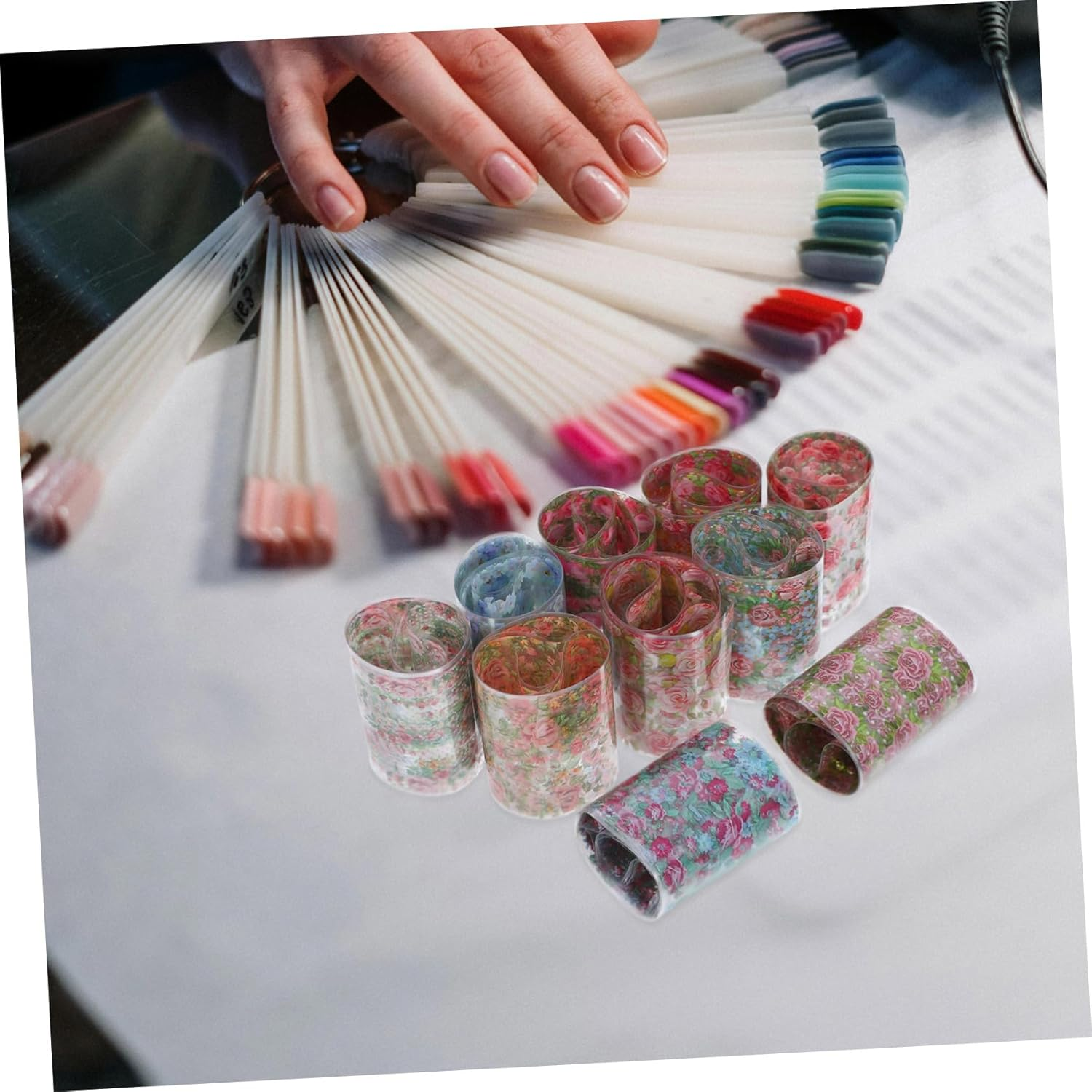 Mikinona 10 Sheets Flower Nail Art Stickers Christmas Nail Decals Women DIY Manicure Pastes for Party
