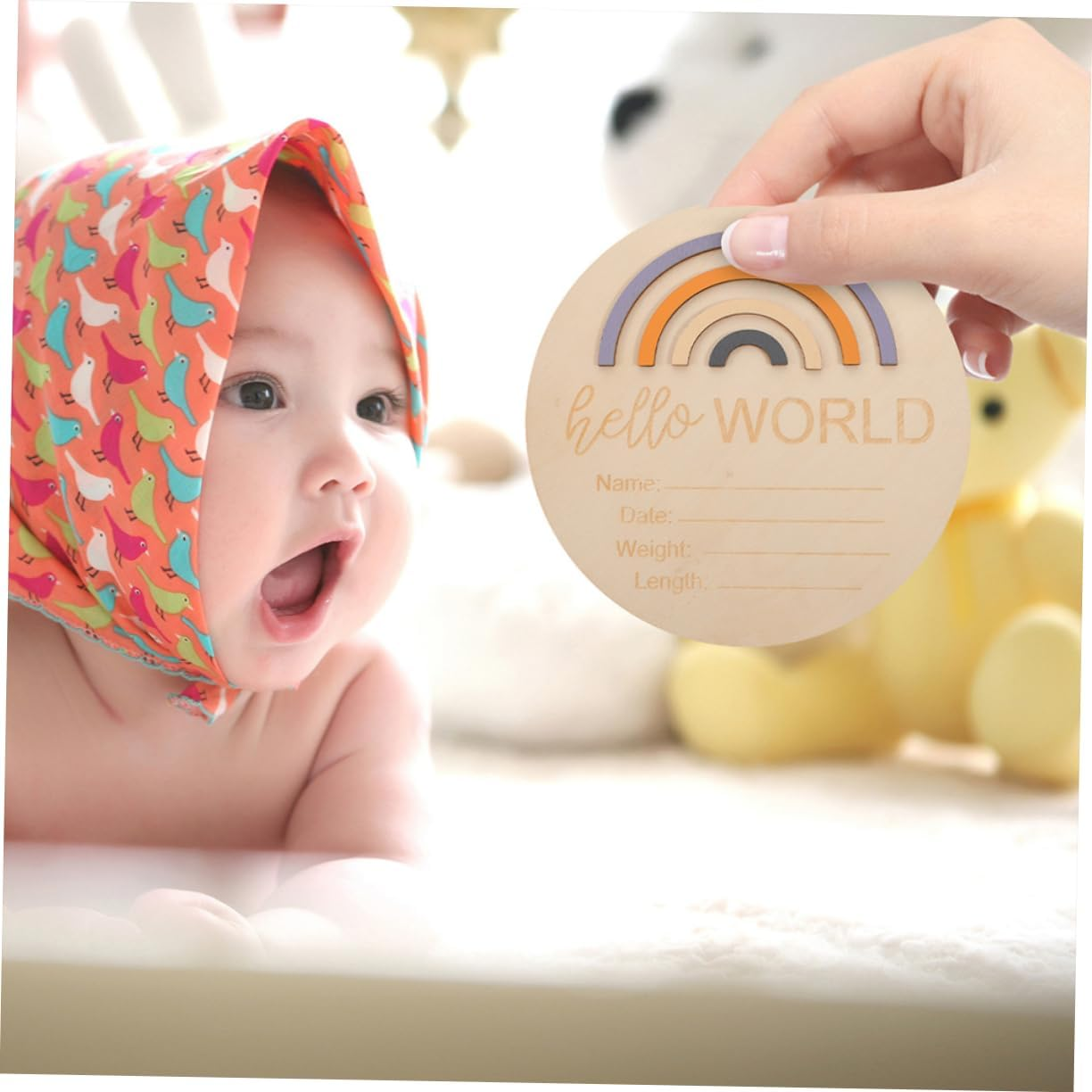 ERINGOGO 2Pcs Monthly Milestone Signs Names Wooden Discs for Milestone Photography image number 4