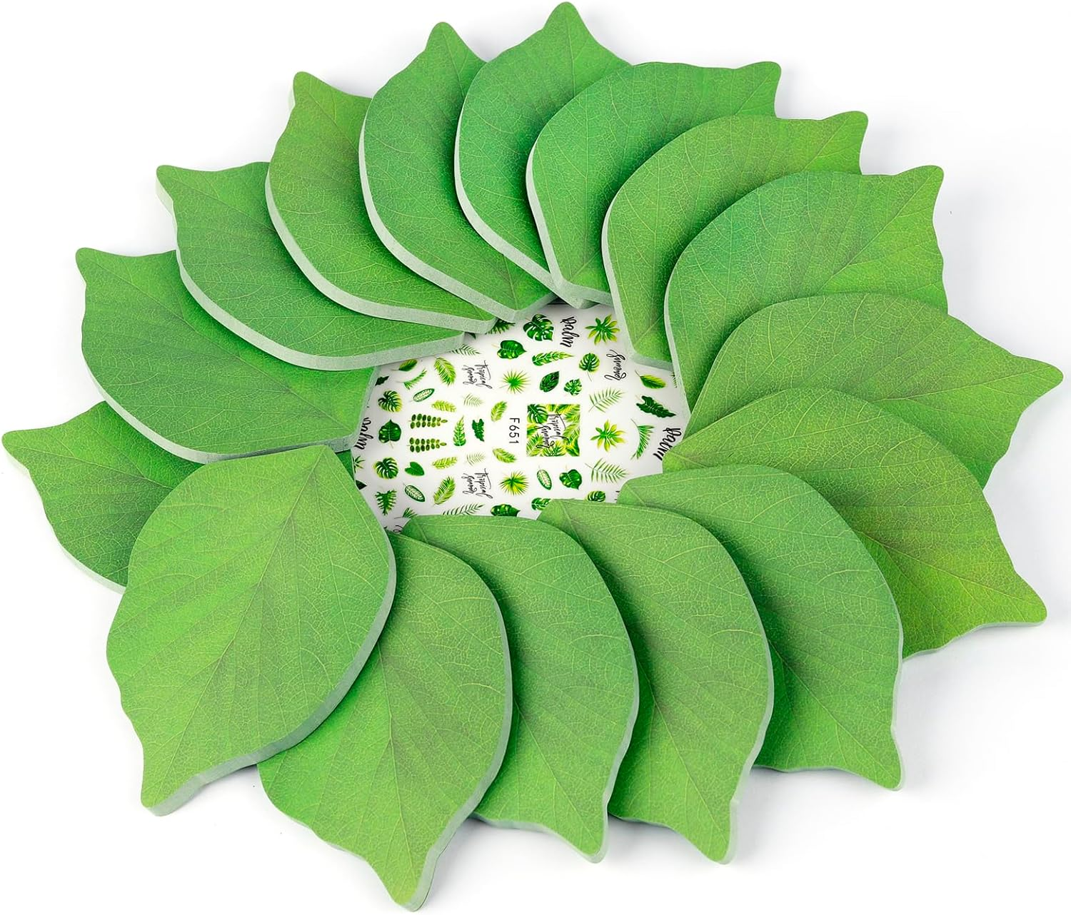 800-Sheet Leaf Sticky Notes, 50 Sheets/Pad X 16 Pads - Green Paper Notes with Leaf Stickers image number 2