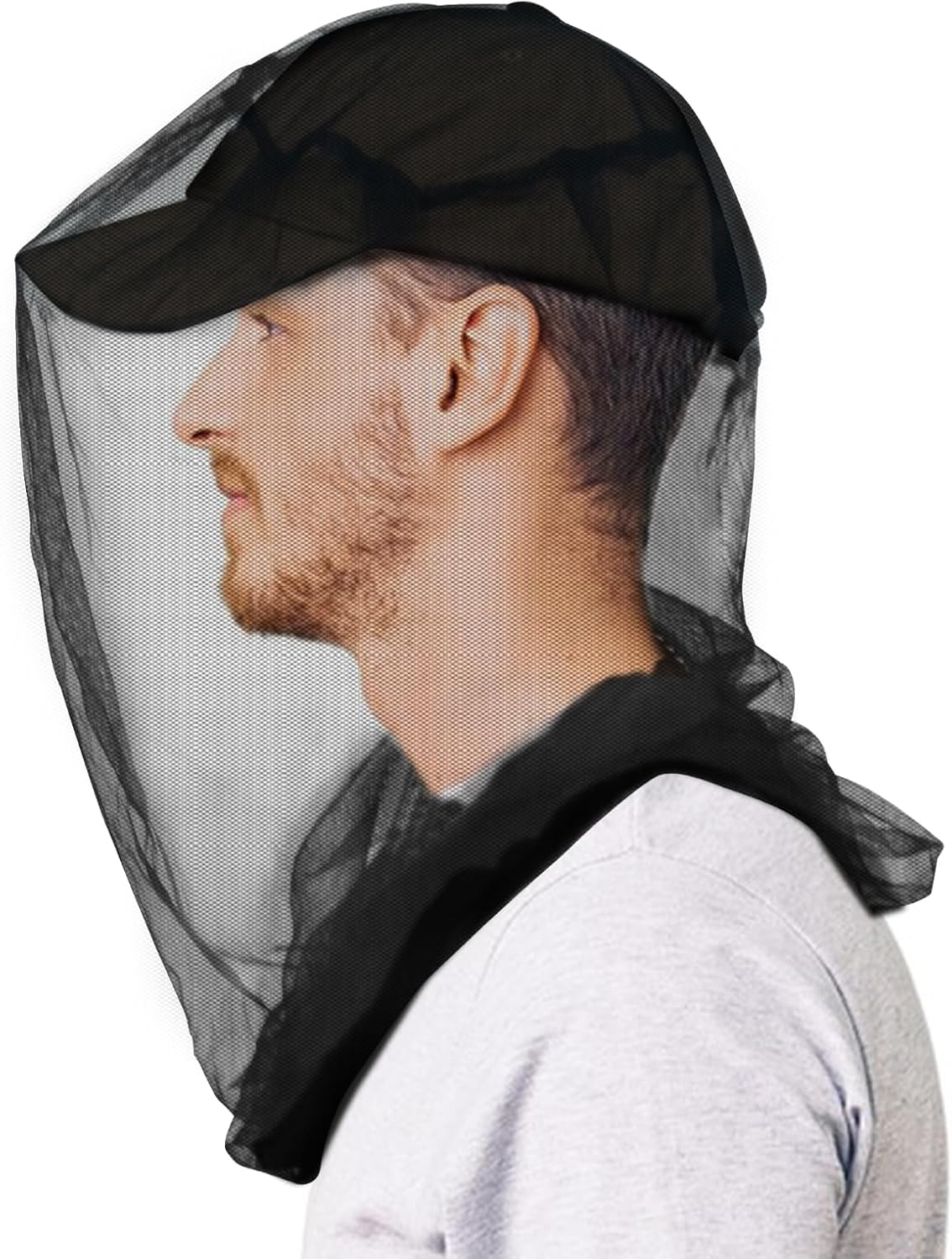 Tupi Premium Mosquito Head Net, Bug Face Netting for Hats, Fly & Bug Protection | Ultra Large & Long, Extra Fine Holes for Camping, Hiking, Fishing, Gardening, Fits All Hats for Men & Women, 2 Pack image number 6