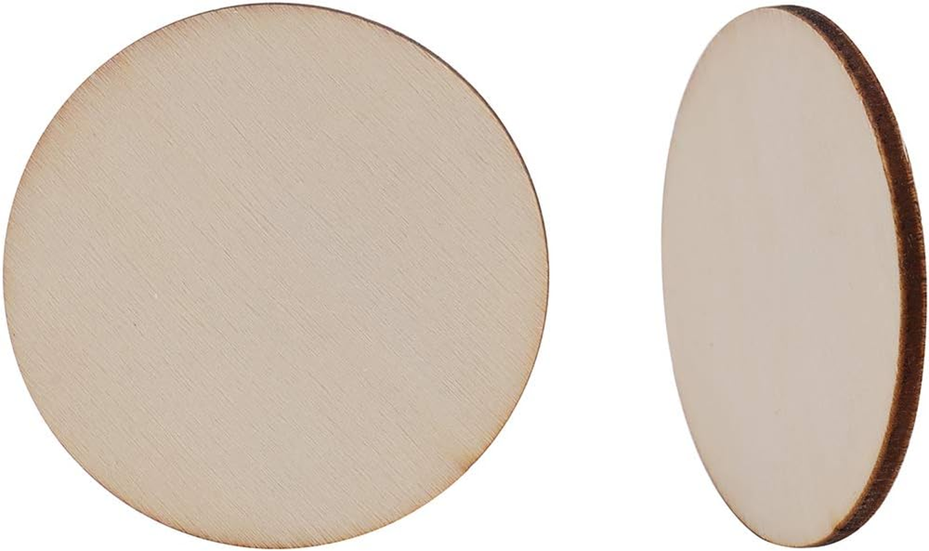 Foraineam 400 Pieces 1 Inch Unfinished Wood Craft Circle Cutouts round Natural Wooden Disc Circles Slices for DIY Crafts and Decoration image number 5