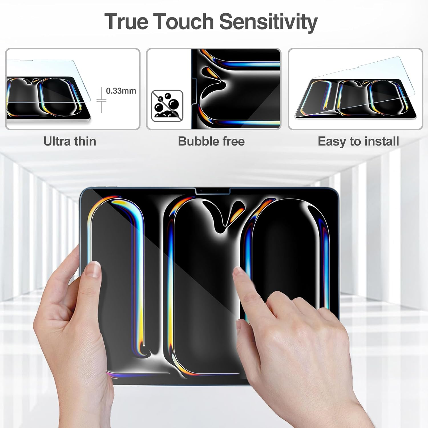 Procase 2+2 Pack Screen Protector for Ipad Pro 11 Inch 2025/2024 (M5/M4) with Camera Lens Protector, Tempered Glass Film for Ipad Pro 11" -2Clear image number 4