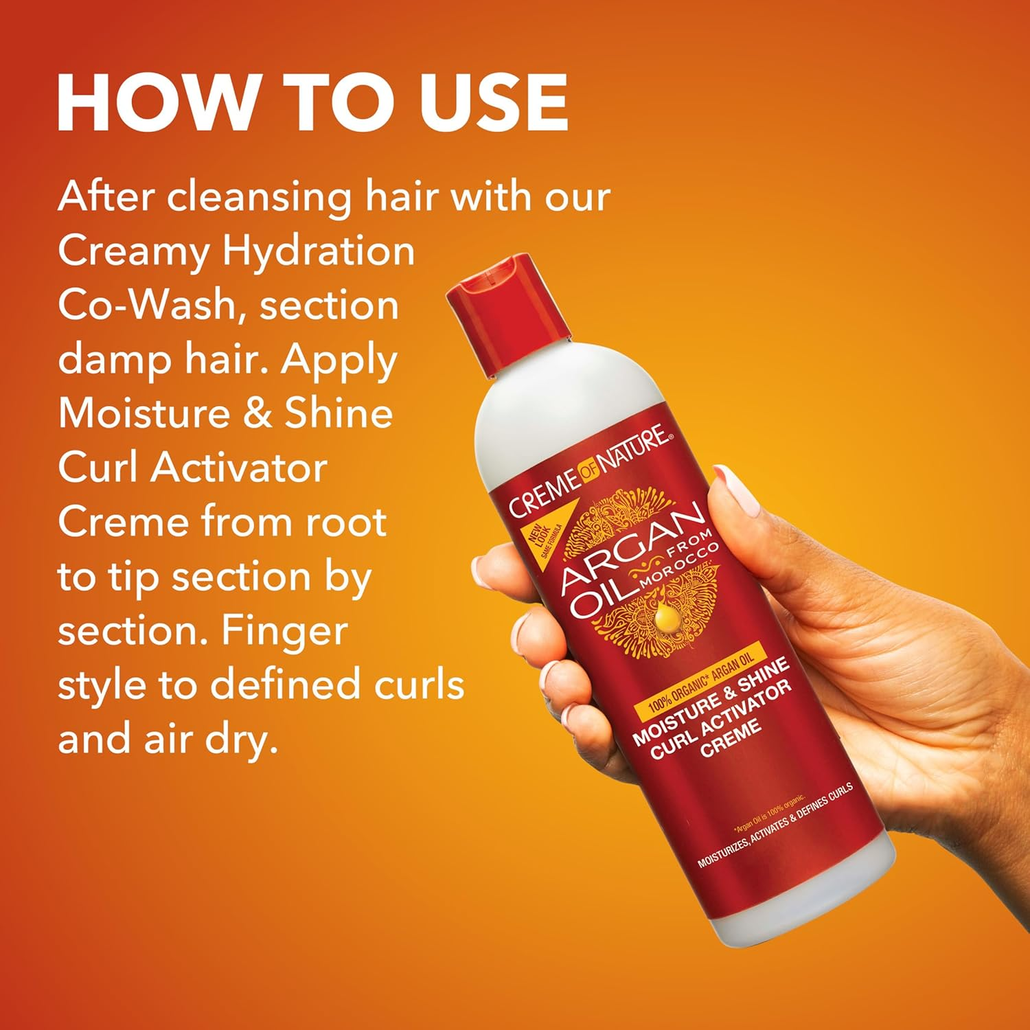 Creme of Nature, Argan Oil Moisture & Shine Curl Activator Cr&egrave;me, Argan Oil of Morocco, 12 Fl Oz image number 6