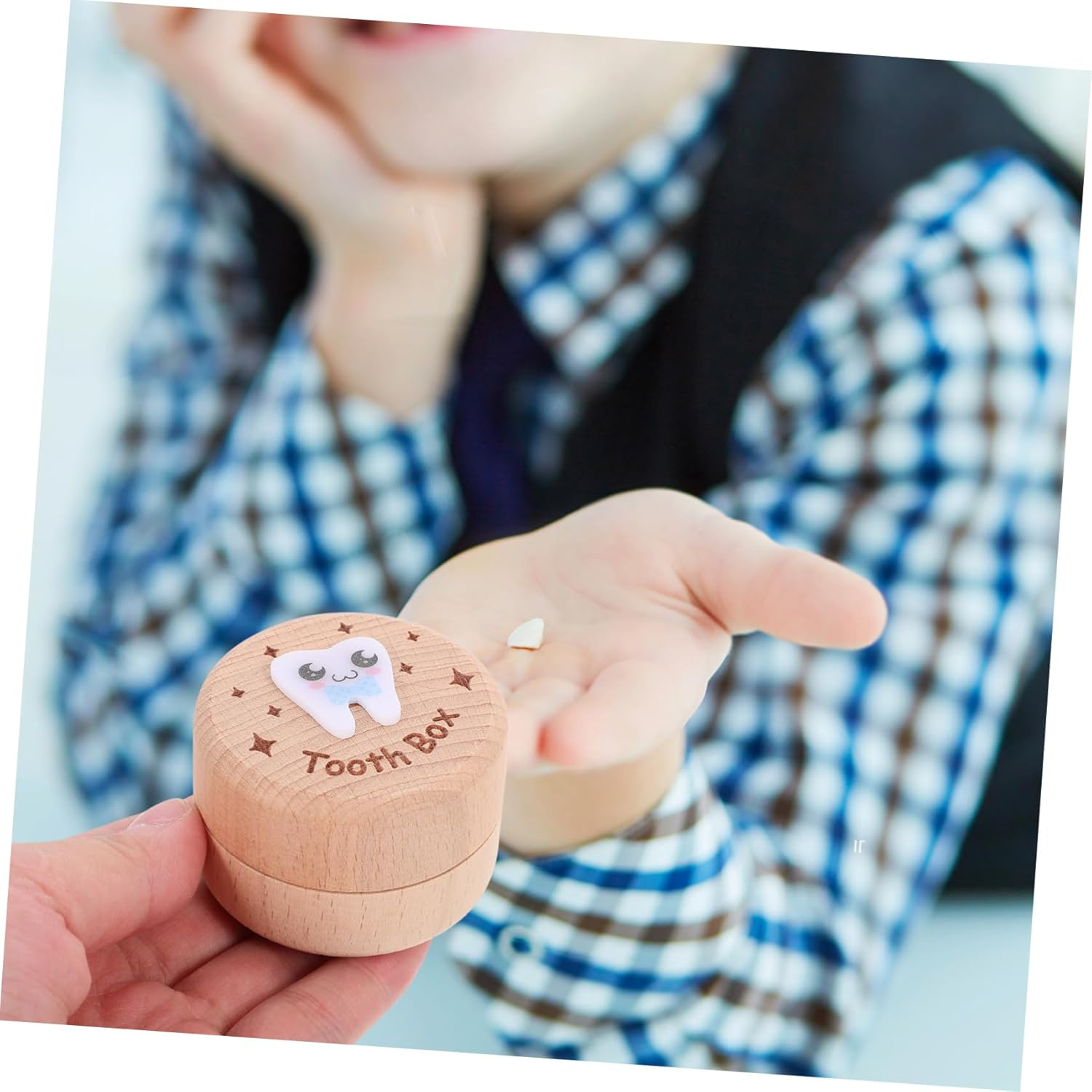 Abaodam Wooden Baby Tooth Box for Boys and Girls Fetal Hair Storage Keepsake Organizer Modern Simple Design First Tooth Collection for Newborns 3 Color Options image number 2