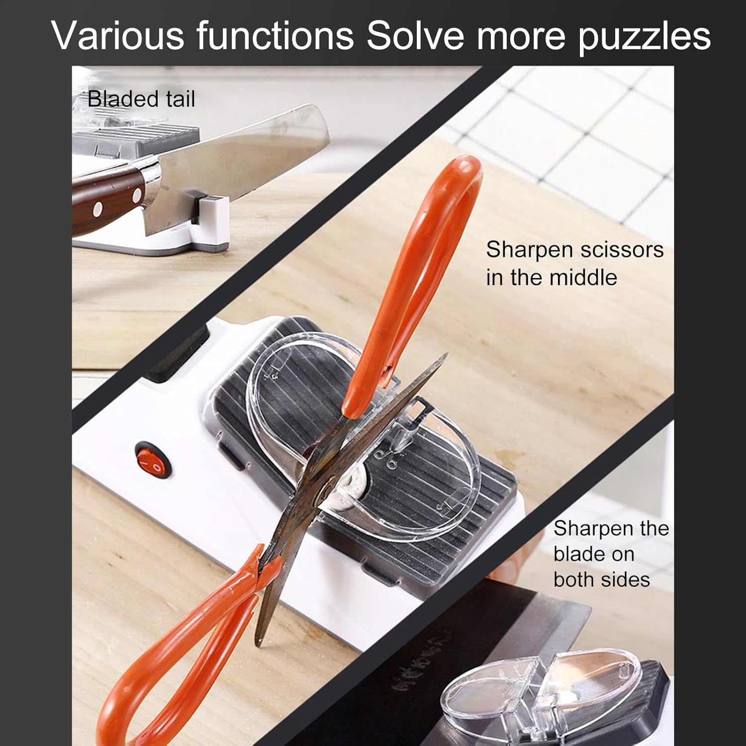 Electric Knife Sharpener with Protective Case 3 Sharpening Blades 5 Second Polishing Knife Sharpener Fast Sharpening USB Electric Manual Sharpenings for Kitchen Knives Scissors Screwdrivers - B image number 4