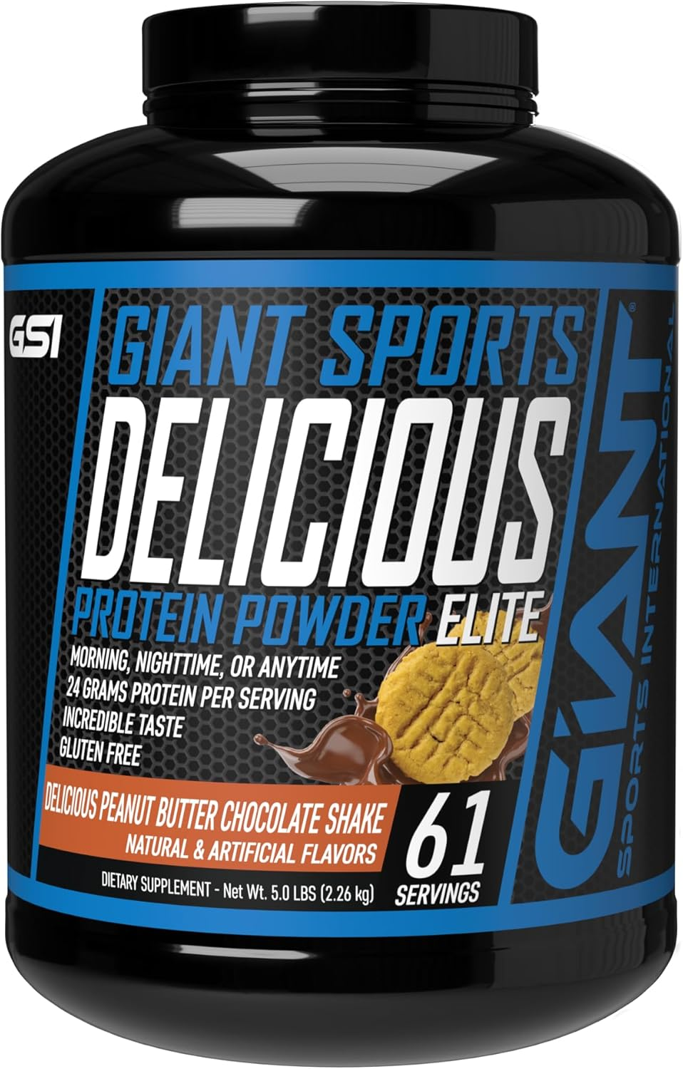 Giant Sports Products Delicious Elite Protein Powder, Peanut Butter Chocolate, 5Lbs. image number 2