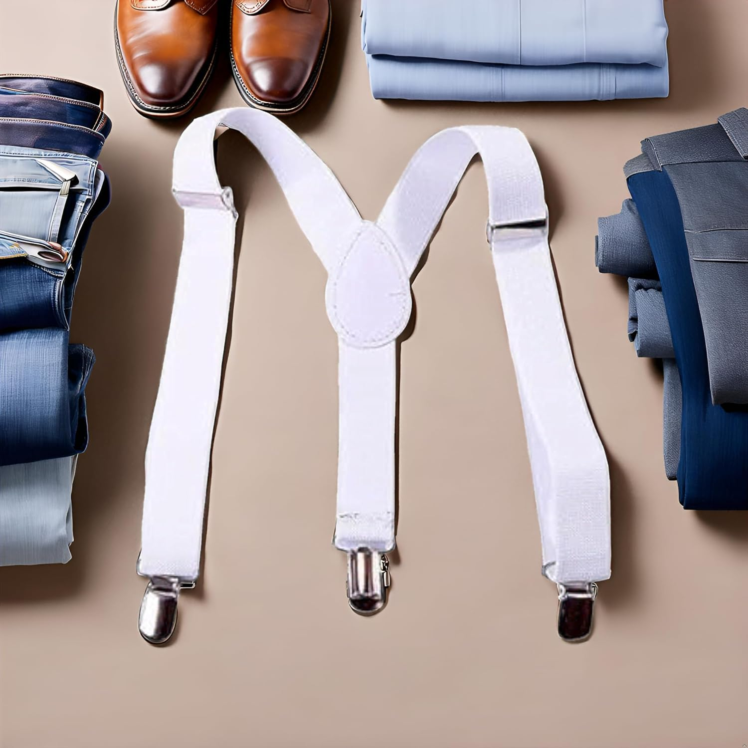 Juroicessry White Child Kids Girls Boys Suspenders Braces,Adjustable Clip on Y-Back Elastic Suspenders with Metal Clips for Boys Girls Boys' Suspenders Accessories, 1 image number 2