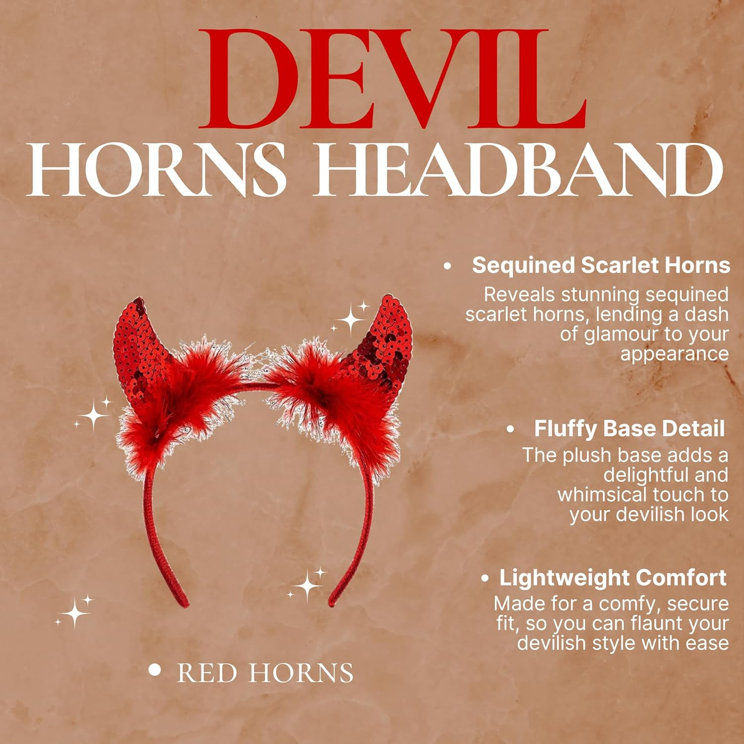 Red Angel Wings and Sequin Devil Horns - Red Feather Wings and Horns Headband - Halloween or Carnival Party Costume, Children or Adults Fancy Dress Outfit image number 2