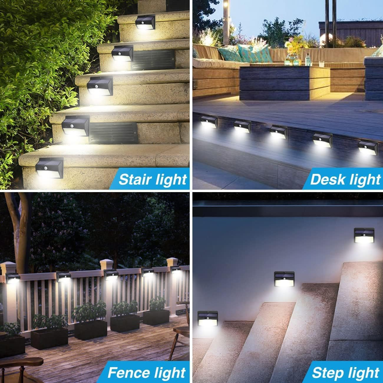 Amoowis Solar Lights for Outdoor Use with Motion Sensor, Pack of 6, 138 LED Spotlight with Motion Sensor, 3 Modes, IP65 Waterproof Motion Sensor, Outdoor Solar for Garden,Fence,Yard