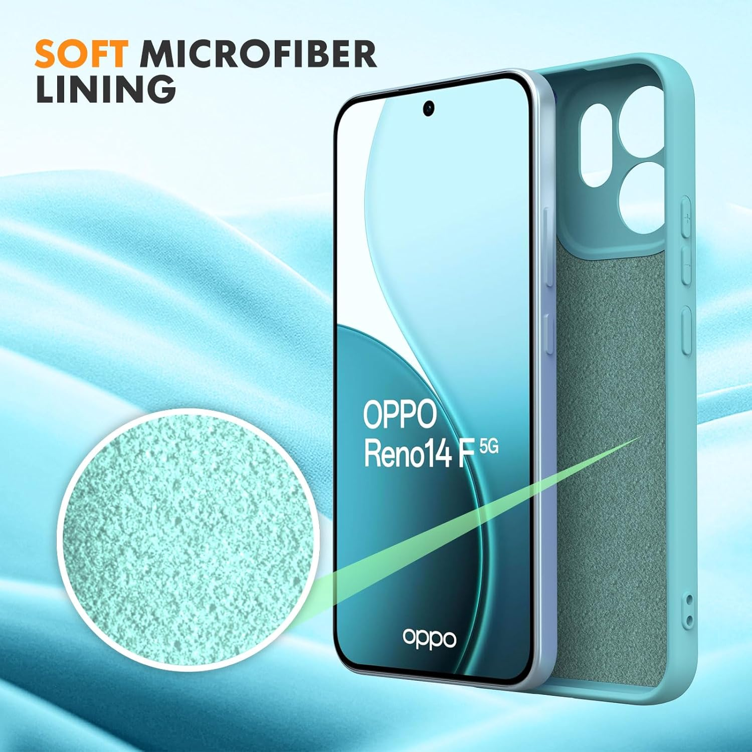 Byvuwiay Mobile Phone Case for Oppo Reno 14 F/FS 4G / 5G Case, Soft TPU Liquid Silicone Case, Shockproof, Scratch-Resistant, Oppo Reno 14 Fs 5G Protective Case, Light Blue image number 1