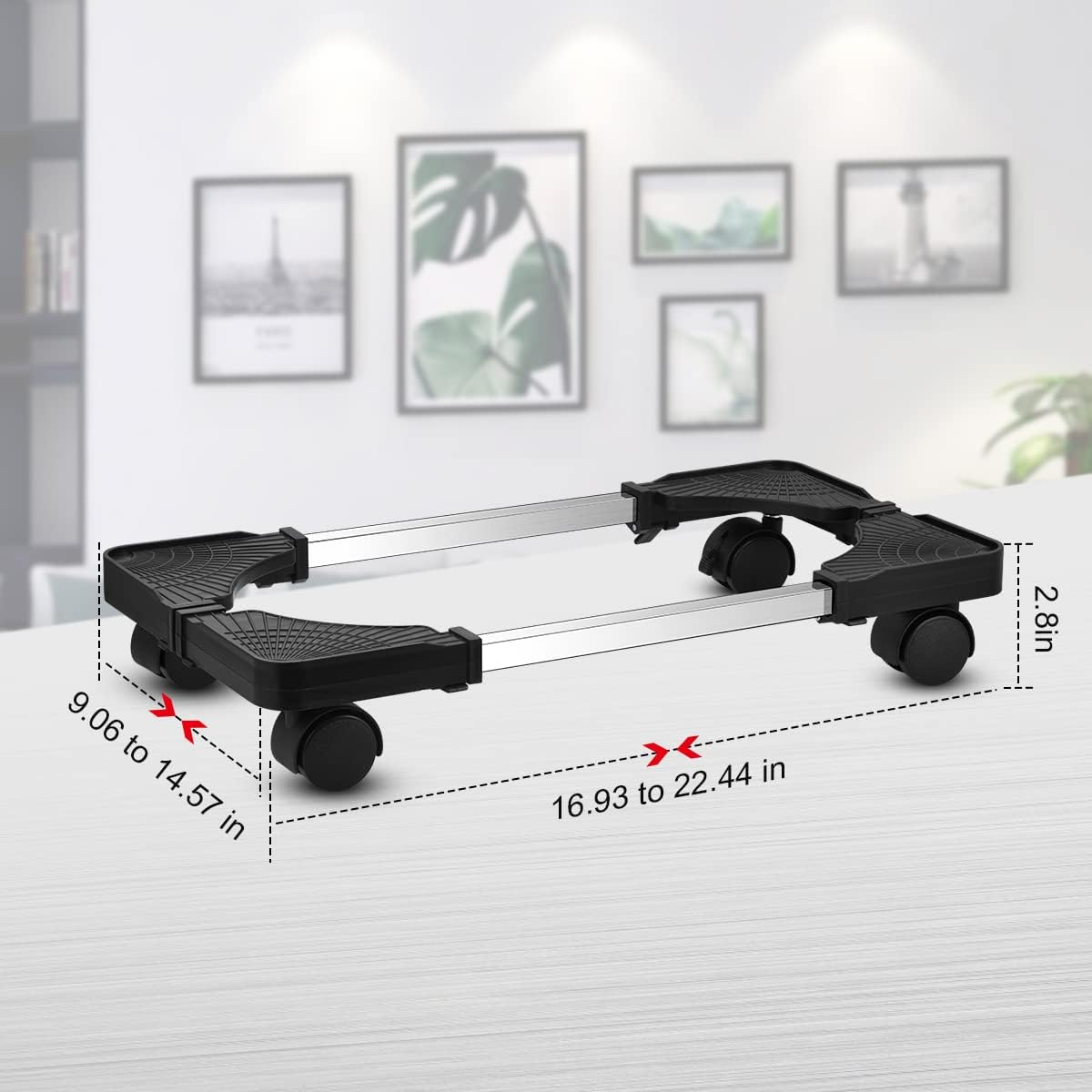 Computer Tower Stand, Adjustable Mobile CPU Stand with Rolling Caster Wheels, Premium PC Tower Stand Holder for Floor Carpet Gaming PC Case - Black image number 5