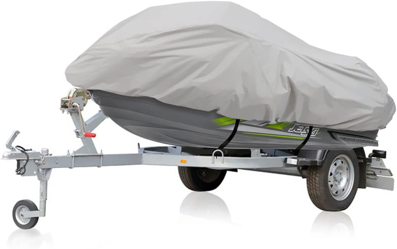 Pyle Waterproof Heavy Duty Jetski Cover - 139&rsquo;&rsquo; - 145&rsquo;&rsquo; Inch Mildew Resistant Watercraft Storage Cover with Adjustable Strap & Elastic Cord for Tight Custom Fit - Marine Grade Protection - PCVJS14 image number 5