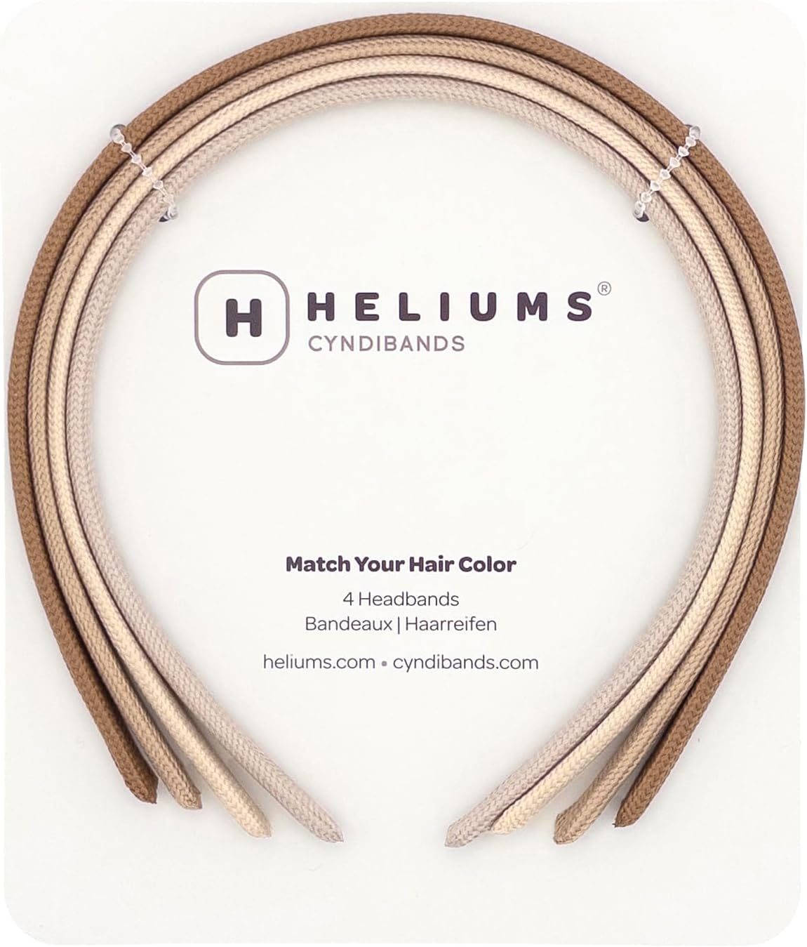 Heliums Thin Headbands for Women - 8Mm Skinny Headband, 4 Count, Comfortable Narrow Hair Bands Blend with Hair Color (Dark Blonde, Sandy, Beige and Ash Blonde)