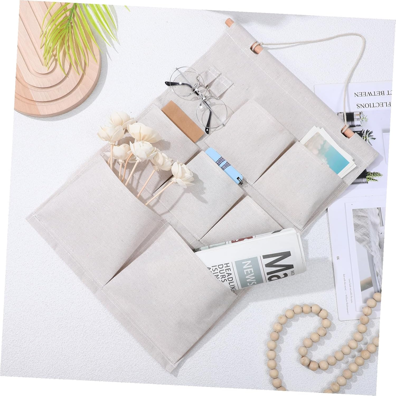 COMPUKAS Multi-Pocket Hanging Wall Organizer Bag Large Capacity Storage for Bedroom Door Wall Space-Saving Hanging Closet Organizer for Home Office Dorm Easy Installation for Items Sorting image number 5