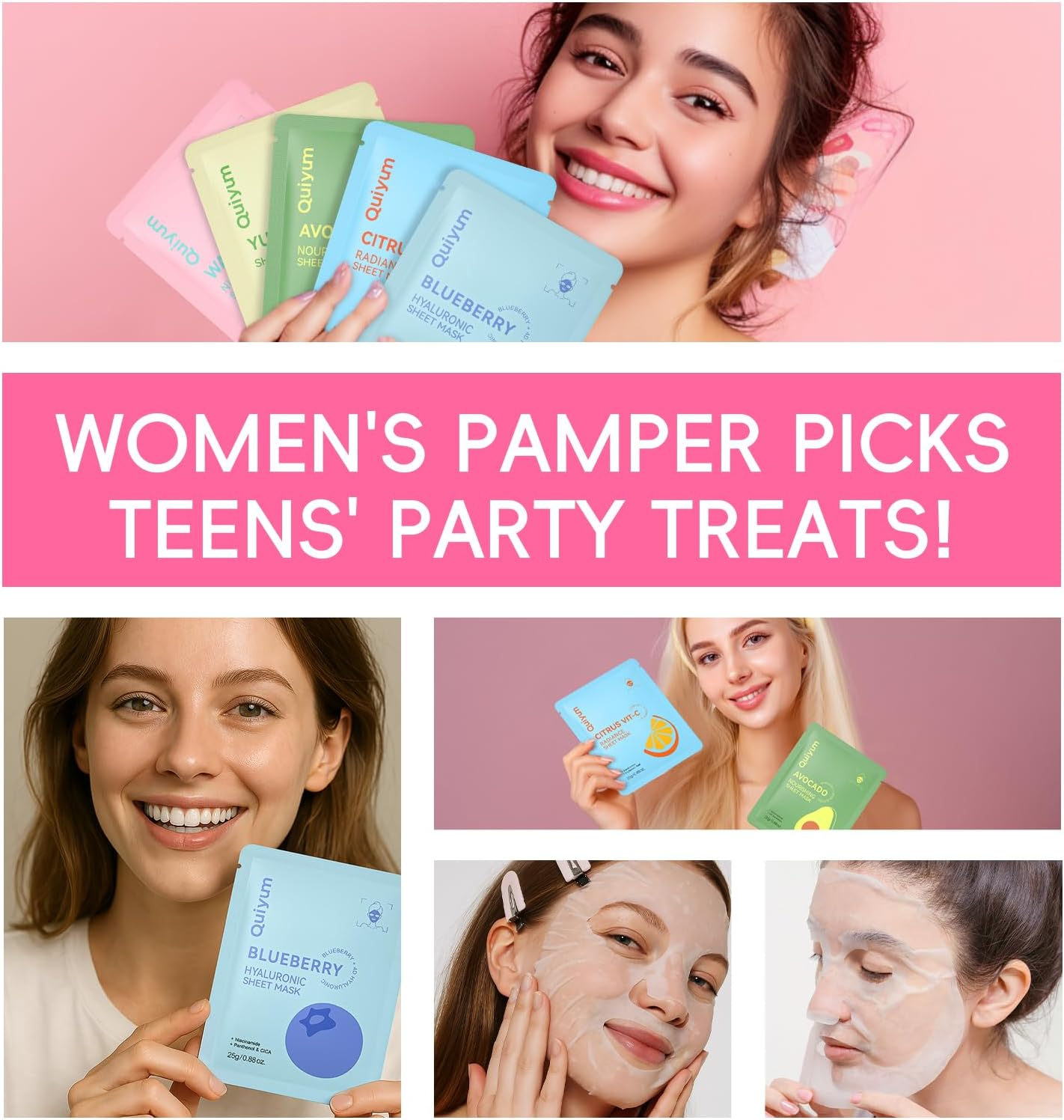 Face Masks Skin Care Sets, Facial Masks for Women Teen Girls Skincare, Sheet Masks Beauty with Natural Ingredients, Moisturize & Soothe for All Skin Type, Birthday Party Spa Gift 25 Pack image number 2