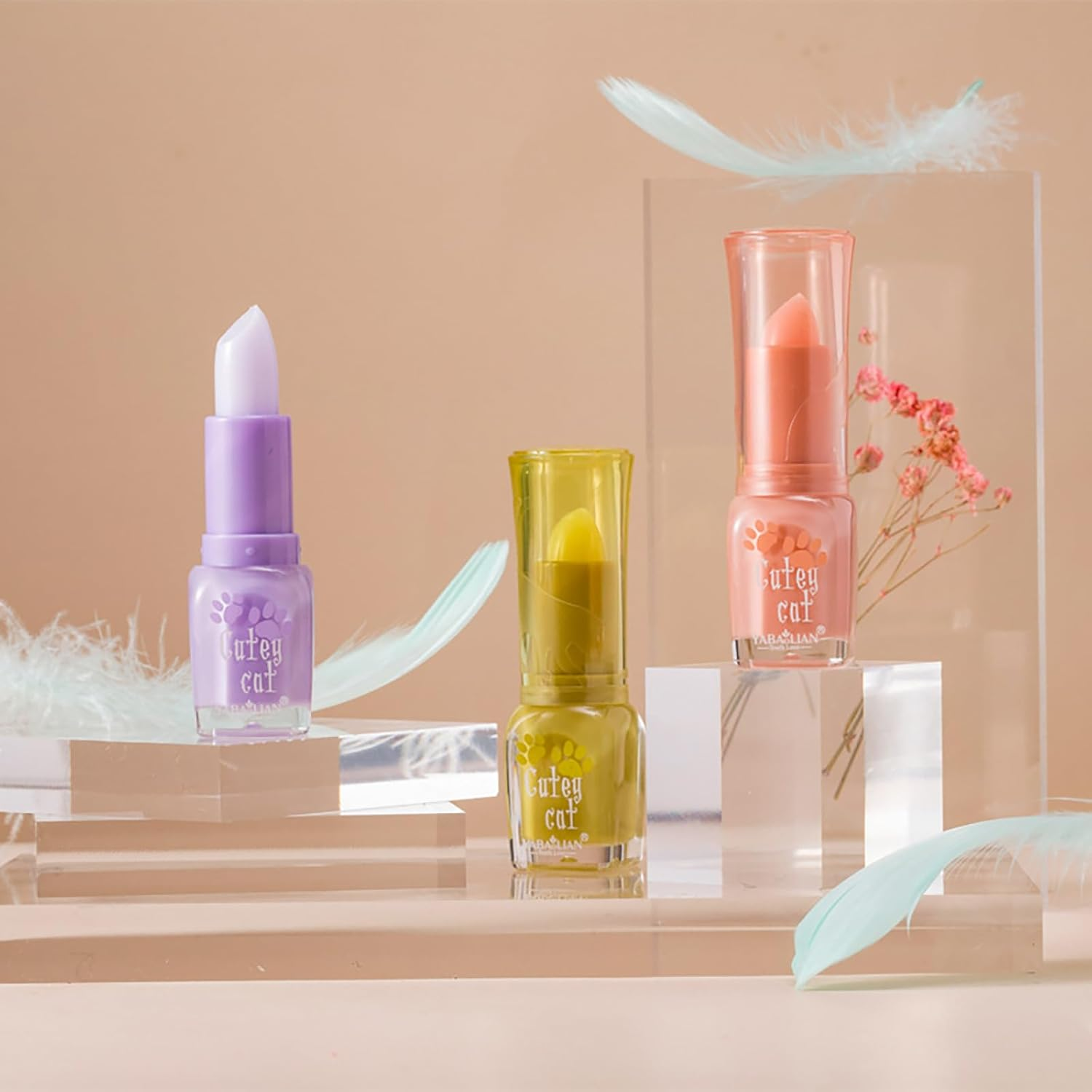 Roseflower Natural Lip Balm, 3 Colors Organic Lip Balm, 24HR Hydration - Moisturize Lips and Increase Charm, Nutritic Lip Balm for Dry, Cracked Lips(Pack of 3) image number 4