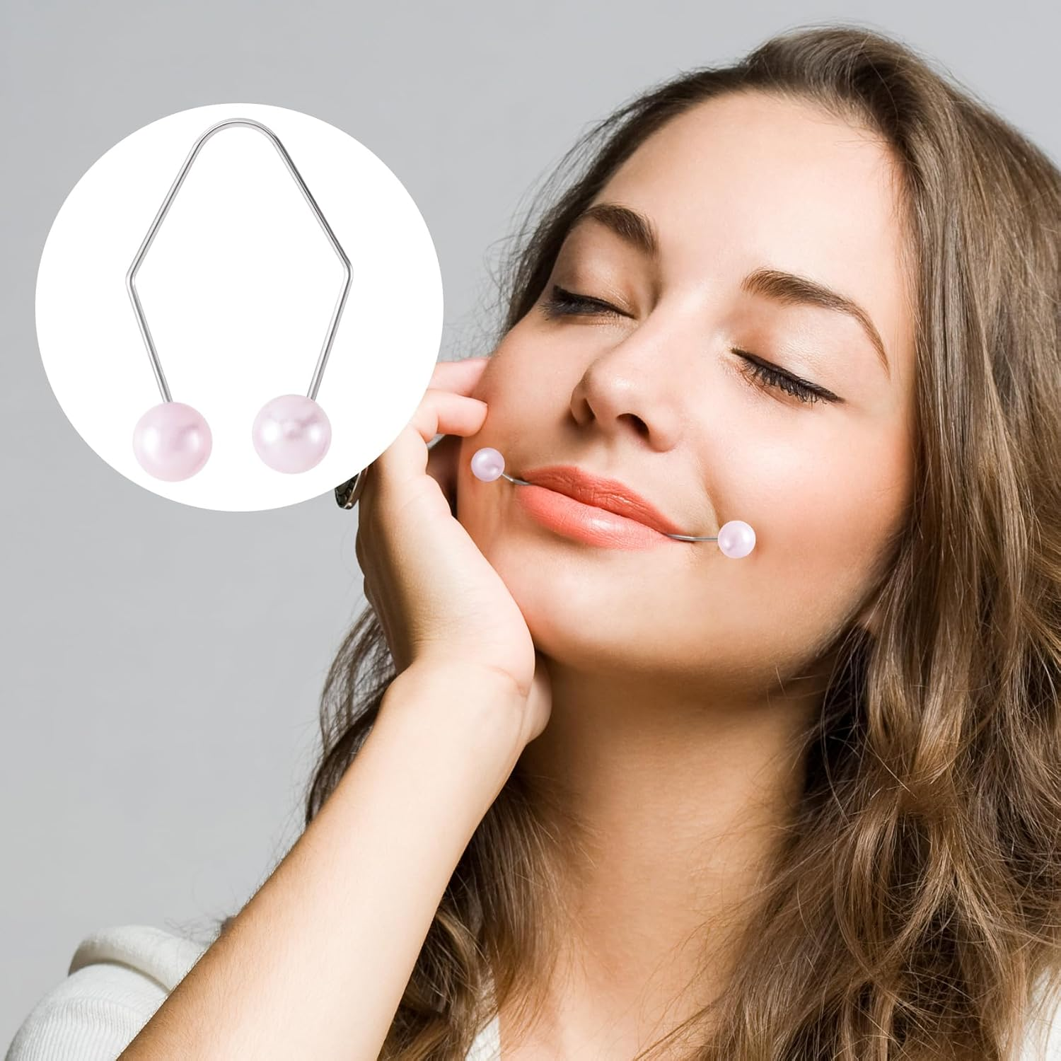 HINZIC 2Pcs Natural Dimple Makers, Facial Muscle Dimple Trainer, Pink Exerciser Lift Tools for Women Beautiful Smile image number 2