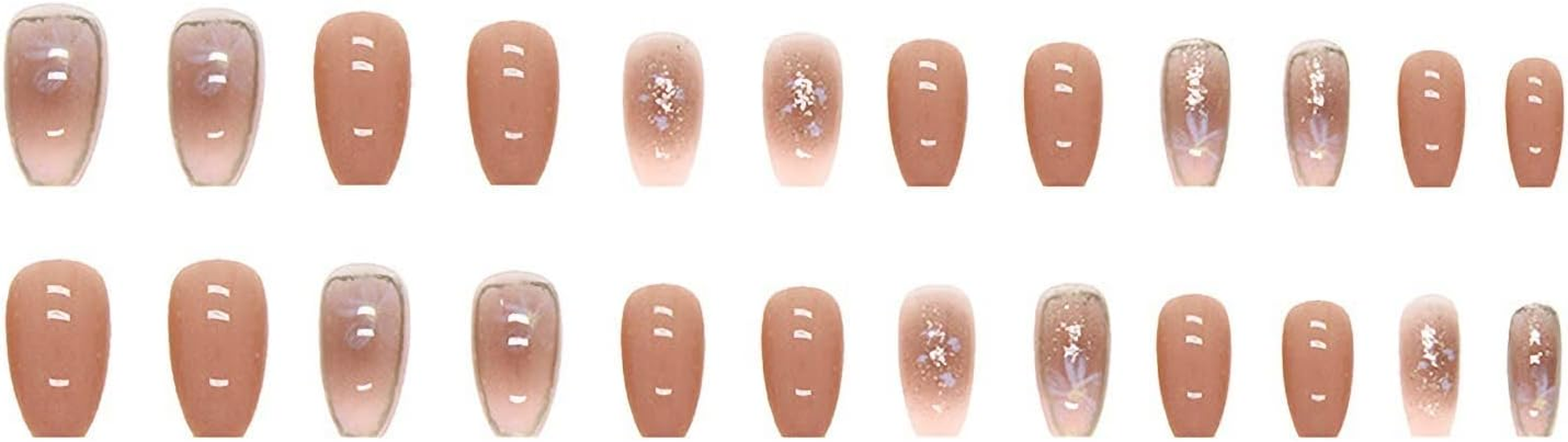 Press on Nails Short Square Fake Nails with Camellia Flowers Design Fake Nails French Full Cover Acrylic Artificial False Nails Stick on Nails for Women Girls Nail Art Decor Manicure Tips 24Pcs image number 1