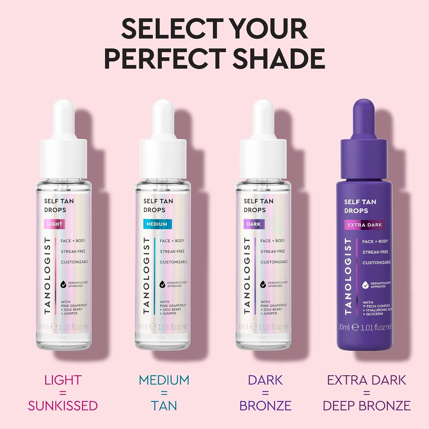 Tanologist Fake Tan Drops Dark (30 Ml) Add Self Tanning Drops to Skin Care for Sensitive Skin Dermatologist Approved Clean Ingredients & Vegan image number 4