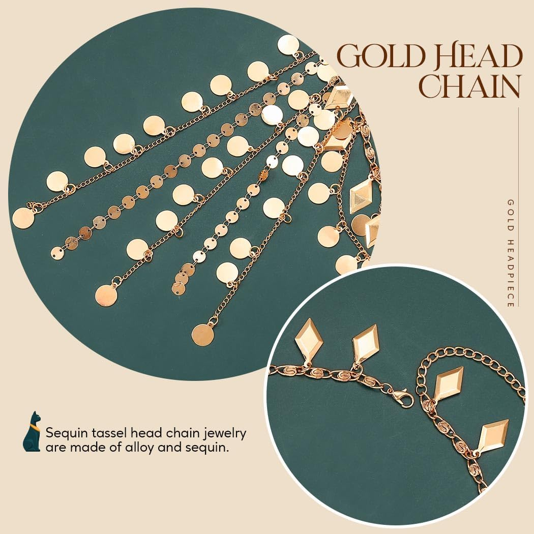 Fashband Gold Sequin Tassel Headband Festival Costume Headpiece Hair Accessories for Women image number 5