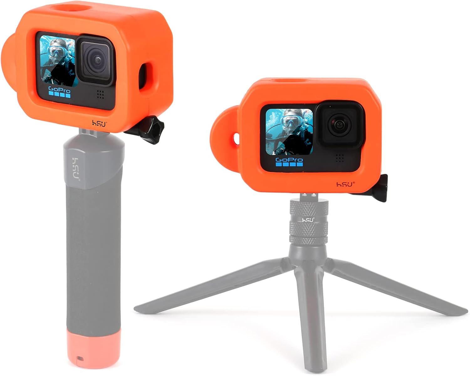 HSU Floaty Case for Gopro Hero 12/11/ 10/9 Black, Floating Case with Long Screw and Adhesive Anchors for Snorkeling, Surfing, Wakeboarding, Gopro Hero Accessories image number 3