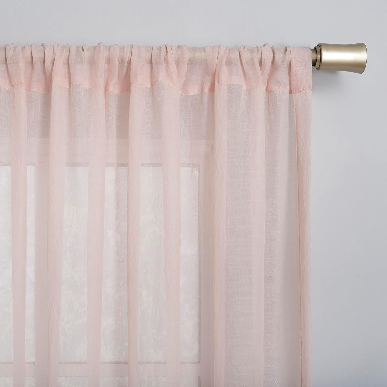 No. 918 Tayla Crushed Texture Semi-Sheer Rod Pocket Curtain Panel, 50" X 84", Blush Pink image number 6