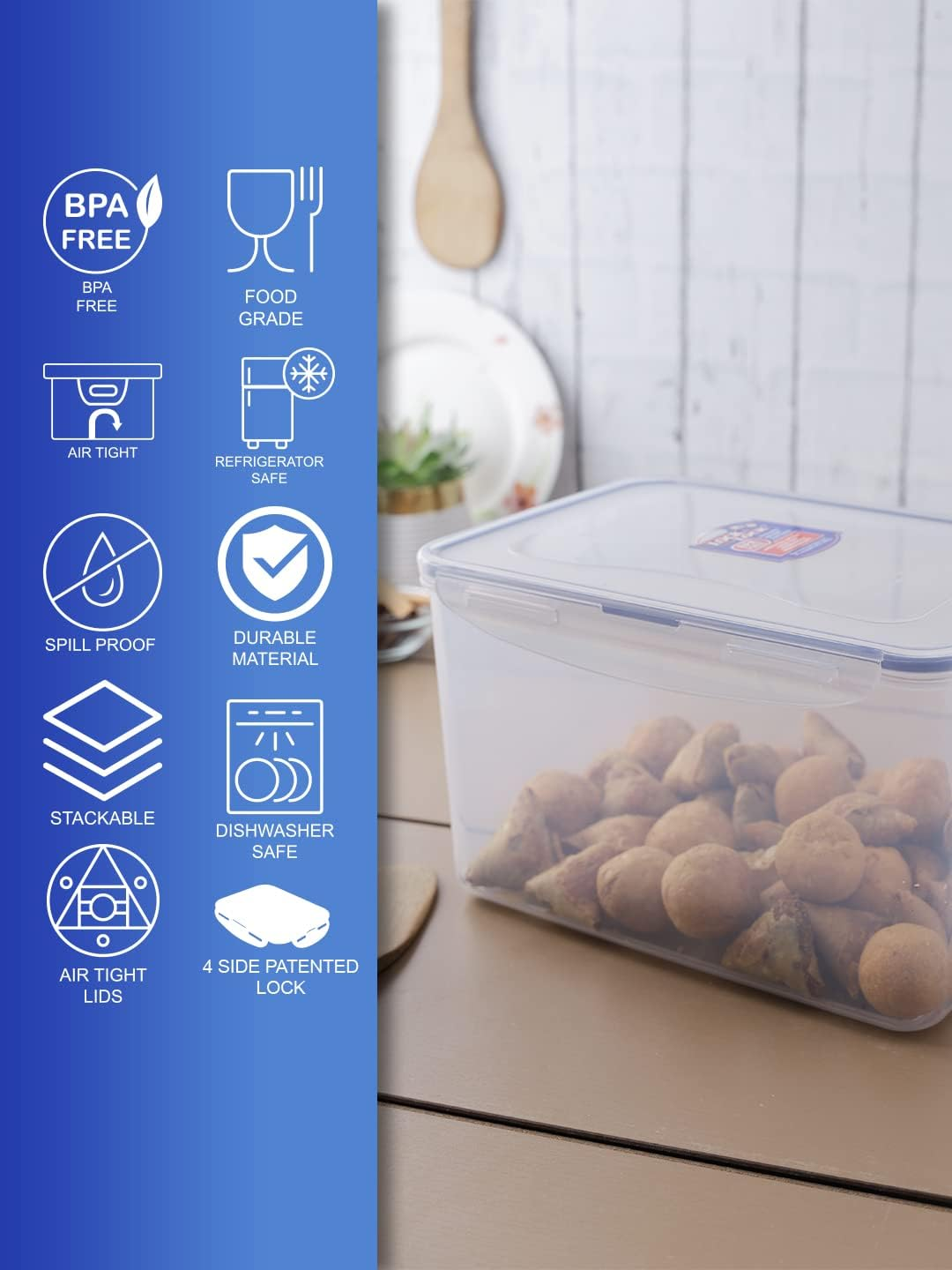 Lock and Lock 70077 Classic Tall Rectangular Container, Clear 9.8 X 7.1 X 5.9"