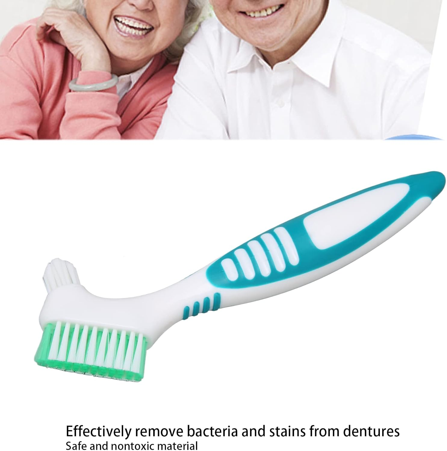 Fdit Denture Cleaning Brush, Effective Plaque & Stain Remover for Partial, Full & Half Dentures, Safe Plastic Cement Design for Daily Oral Care image number 3