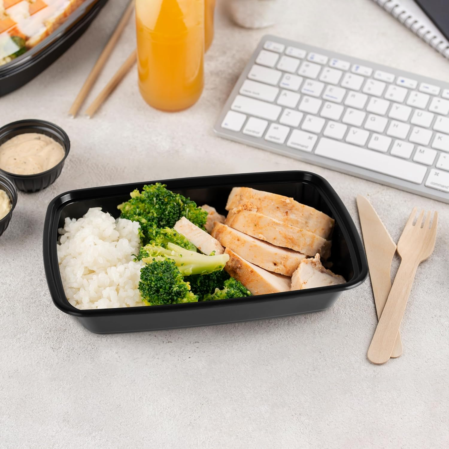 Meal Prep Container 35-Set 830Ml - Reusable Bpa-Free - Dishwasher/Microwave/Freezer Safe - Black Base/Clear Lids - Ideal for Portion Control, Leftovers - Stackable Food Storage & Meal Prep Containers image number 2