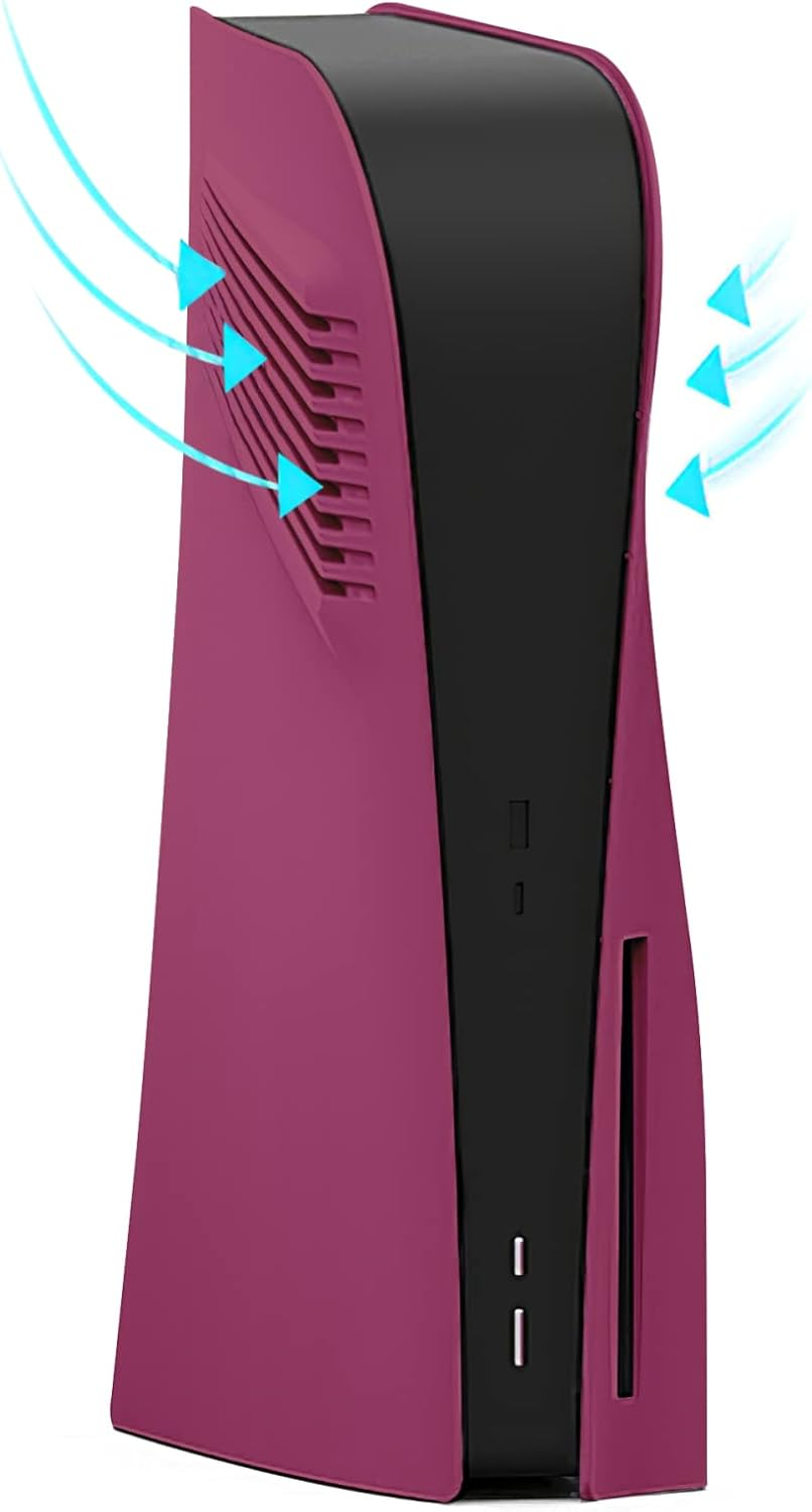 Disc Edition Face Plates with Cooling Vents Cover Skins Shell Panels for PS5 Console, Accessories for Playstation 5 Protective Shell Replacement Faceplate (Cosmic Red) - Disc Galactic Purple image number 6