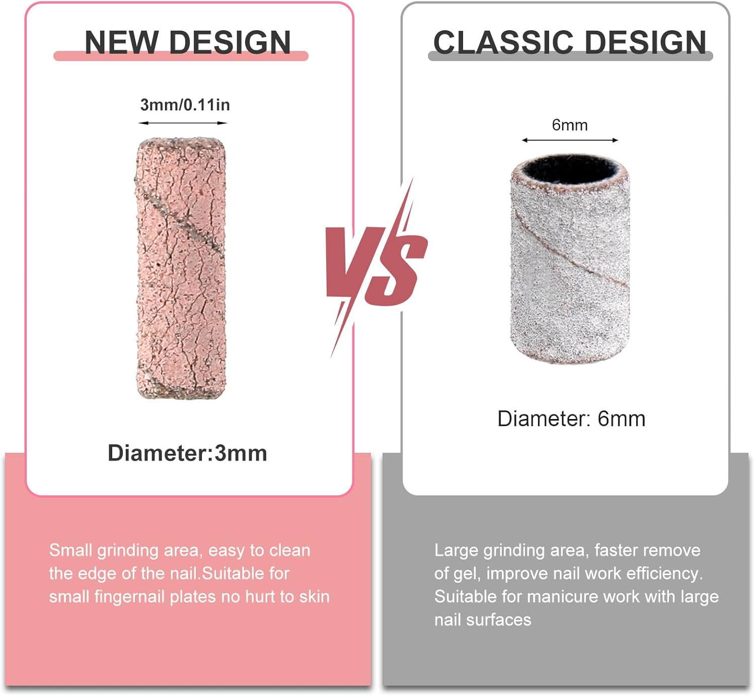 Pack of 120 Small Nail Sanding Belts, 240 Grit and 180 Grit Sanding Belts for Nail Drill, Mini Sanding Sleeves Nail Cutter, Sanding Caps Nail Cutter Attachment for Professional Manicure Pedicure image number 2