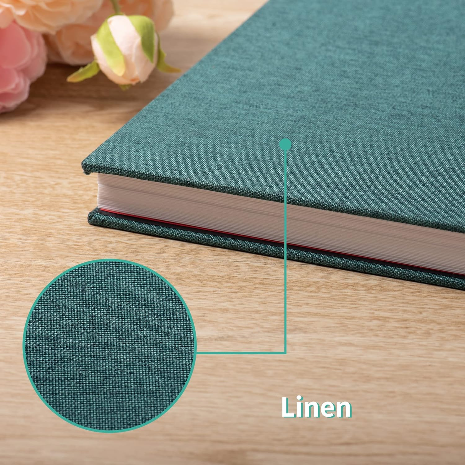 Photo Album - Self Adhesive Scrapbook with Magnetic Linen Cover, 30 Blank Pages for Family, Wedding, Birthday, Christmas, Anniversary (Dark Green) image number 3